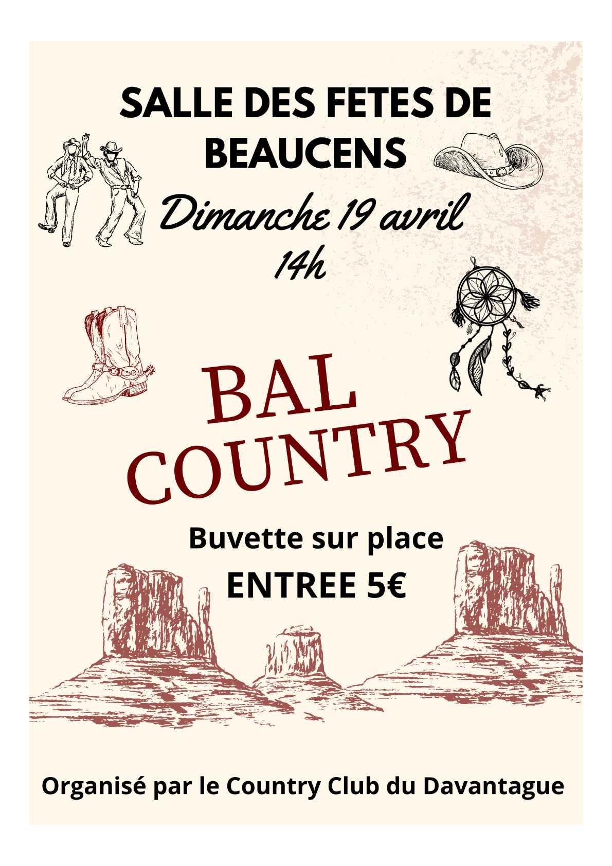 Affiche soiree country vintage rose et beige 2026